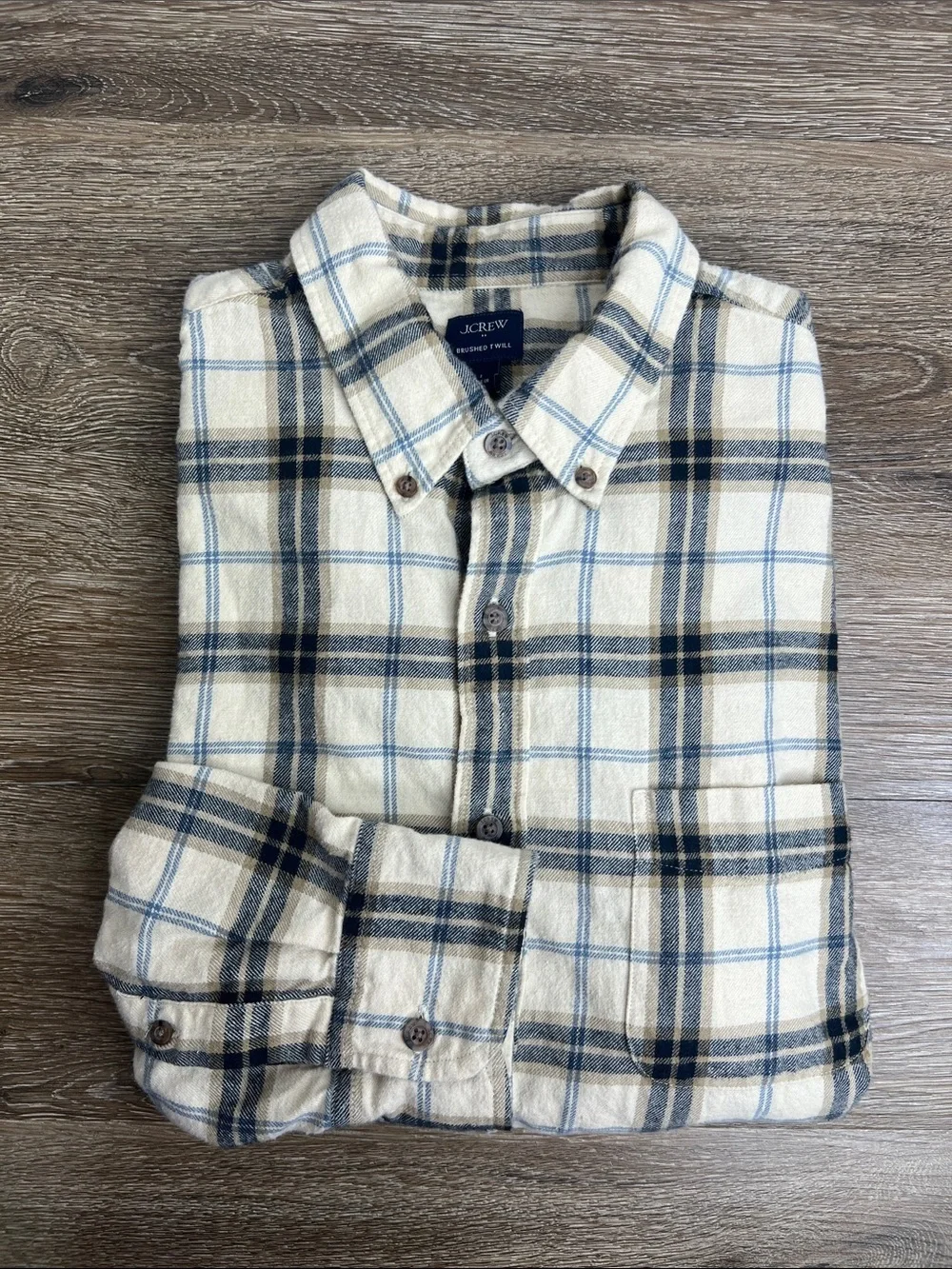 J.Crew Brushed Twill Plaid Button Down Shirt Men’s Large Cotton Flannel